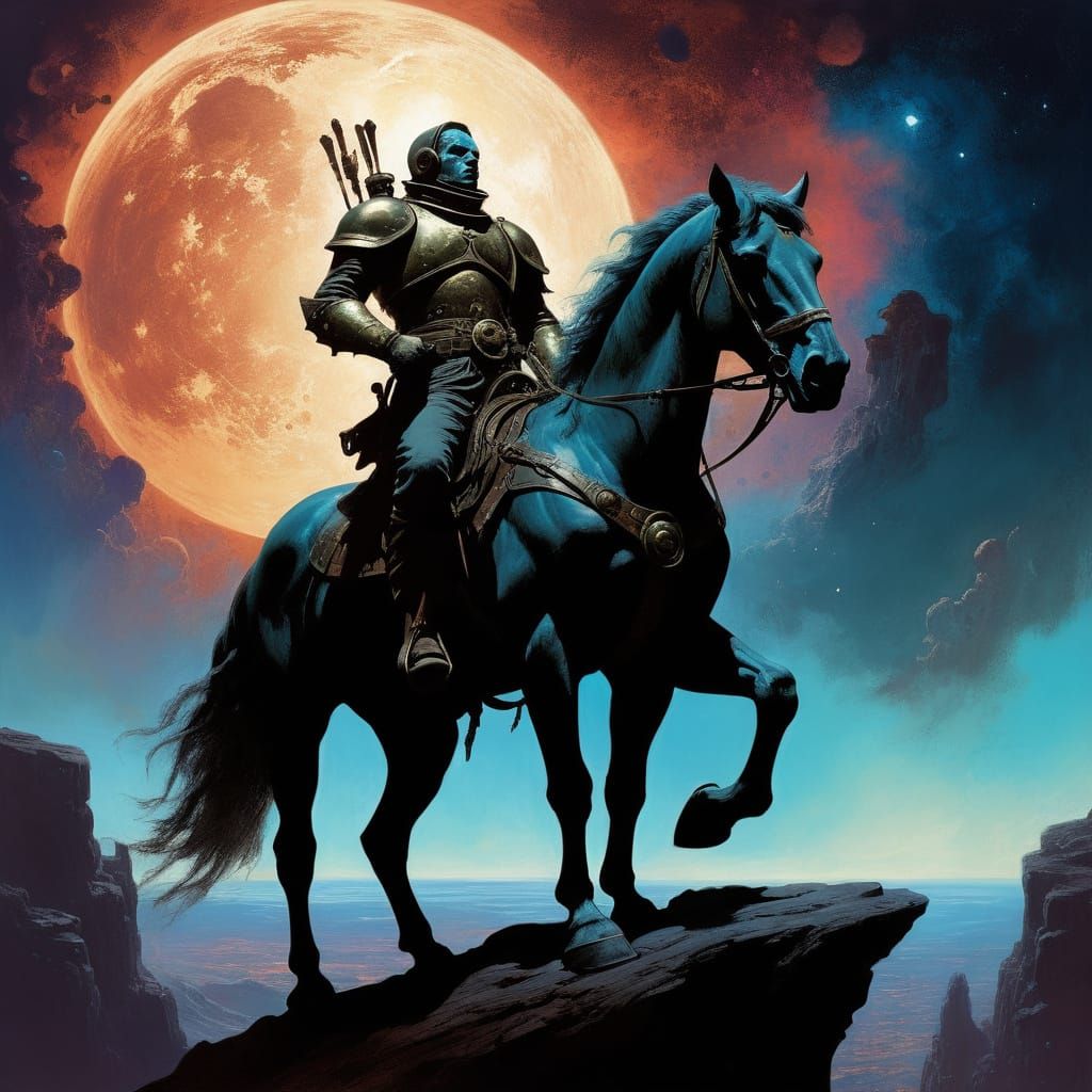 Fantasy Human-Horse Hybrid with Brass Gears