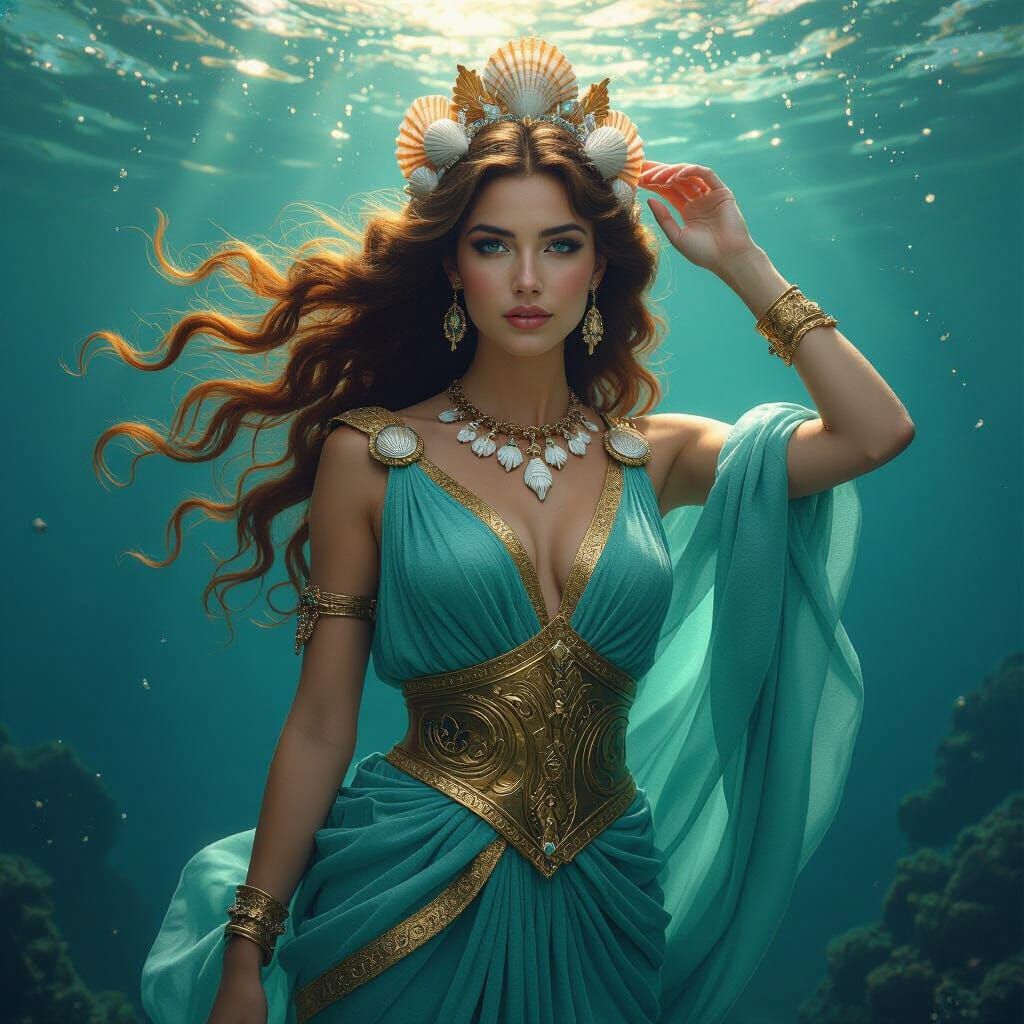 Majestic Sea Goddess Amphitrite Undersea Portrait
