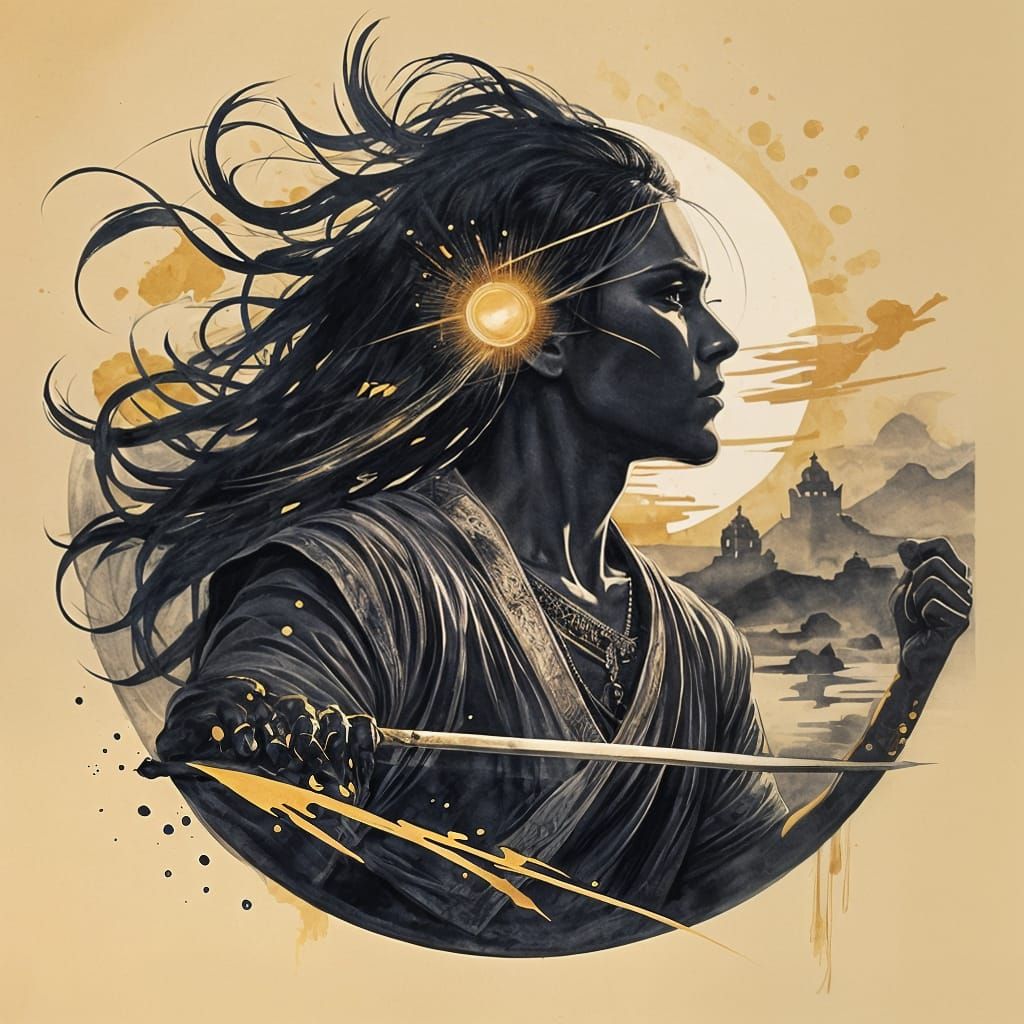 Elegance of battle kissed by dawn's light