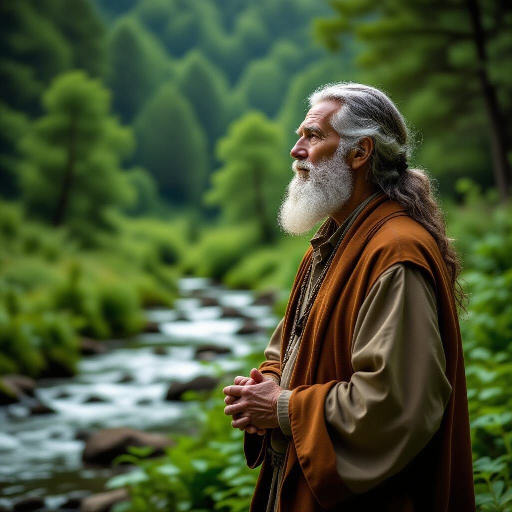 Wise Elder Listening to Earth: Photorealistic Harmony