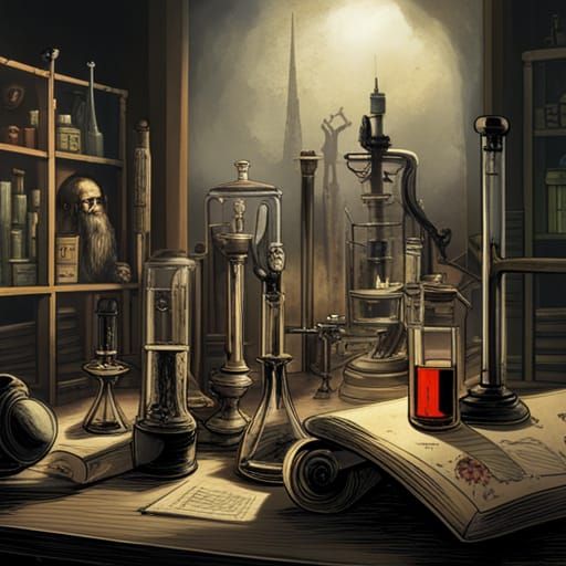 Sinister Alchemist Laboratory with Test Tubes