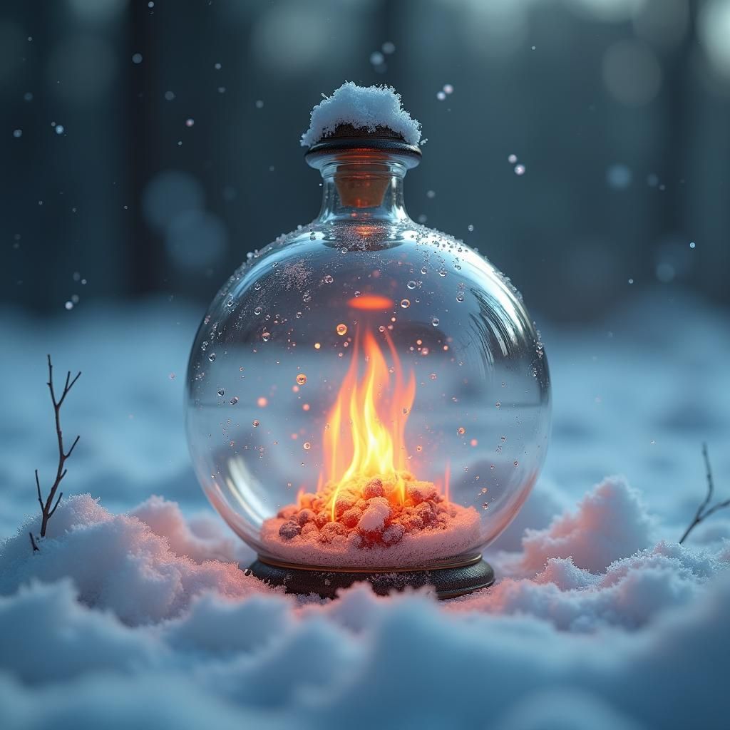 Fiery Inferno Trapped in Glass Ornament