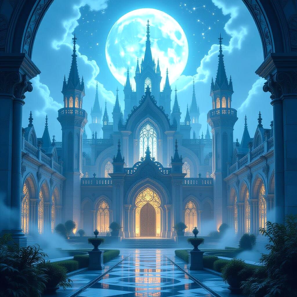 Ancient Moonstone Palace in Gothic Art Nouveau Style