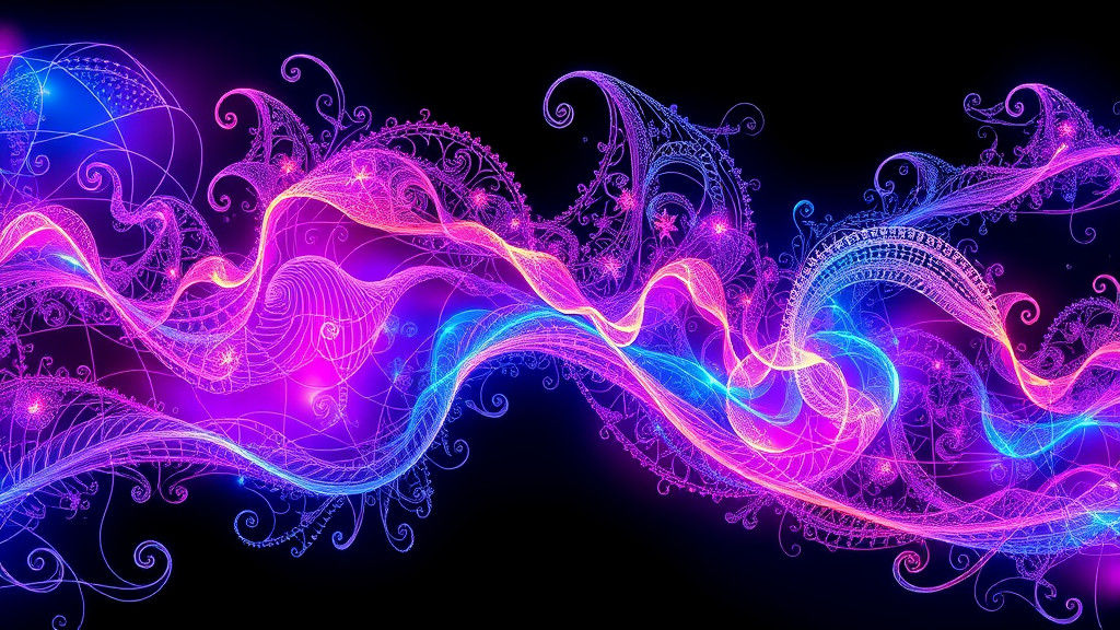 Iridescent Fractal Bloom in Abstract Vector Style