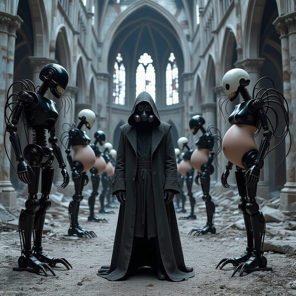 Nightmare Cathedral: Dark Surrealism in Stark Black and Whit...