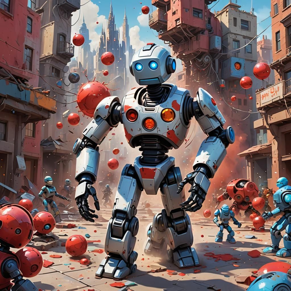 Robot Headlock in Disney Pixar Art Style