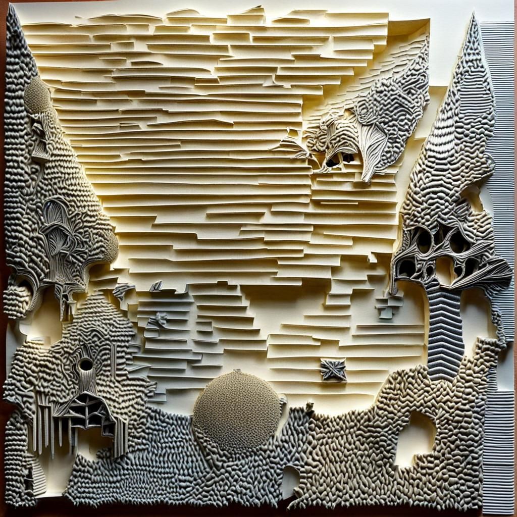 Surreal Mixed-Media Art Fusion: Funkygami Masterpiece