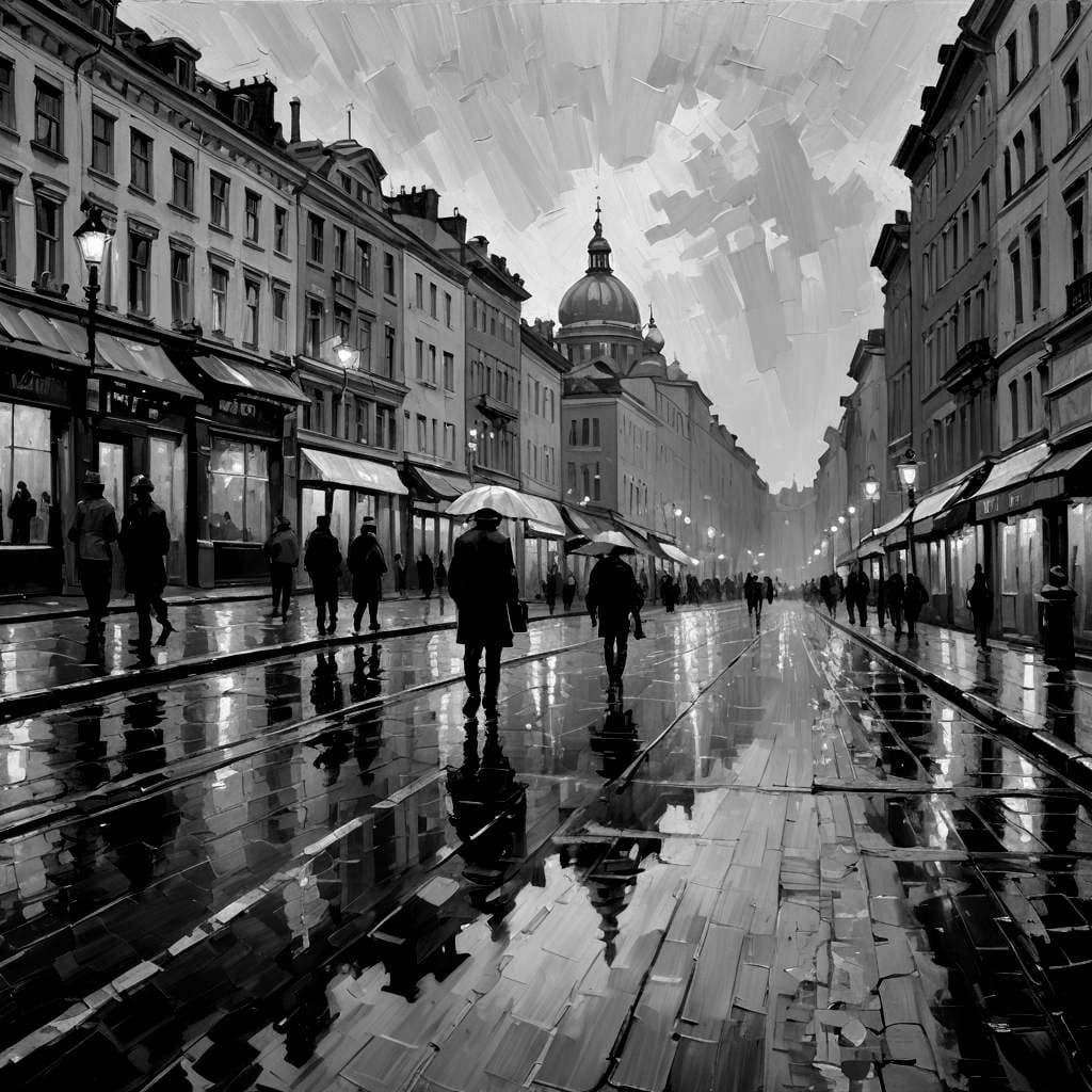 St. Petersburg Night Cityscape in Expressionist Style