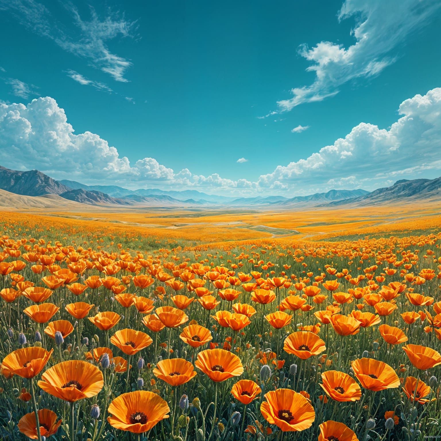 Golden Poppies Bloom Across Desert Landscape