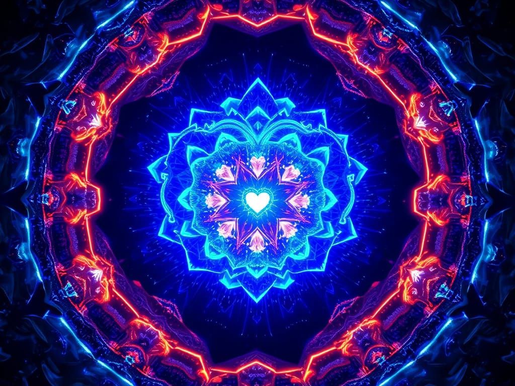 Glowing Crystal Battles Darkness in Cosmic Anime Art