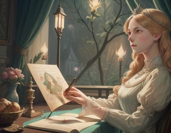 Stunning 3D RPG Screenshot in Art Nouveau Style