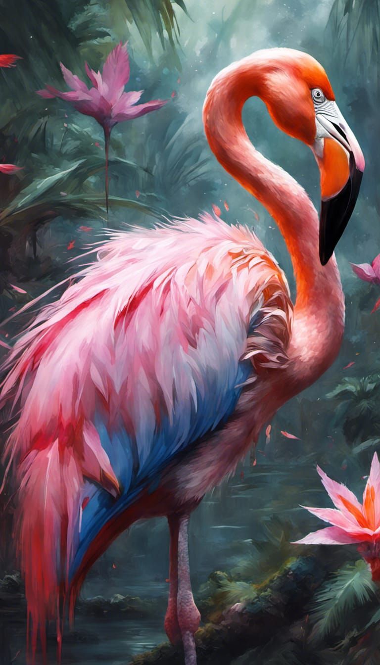 Bird of Paradise and Butterflies in Hyperrealistic Style