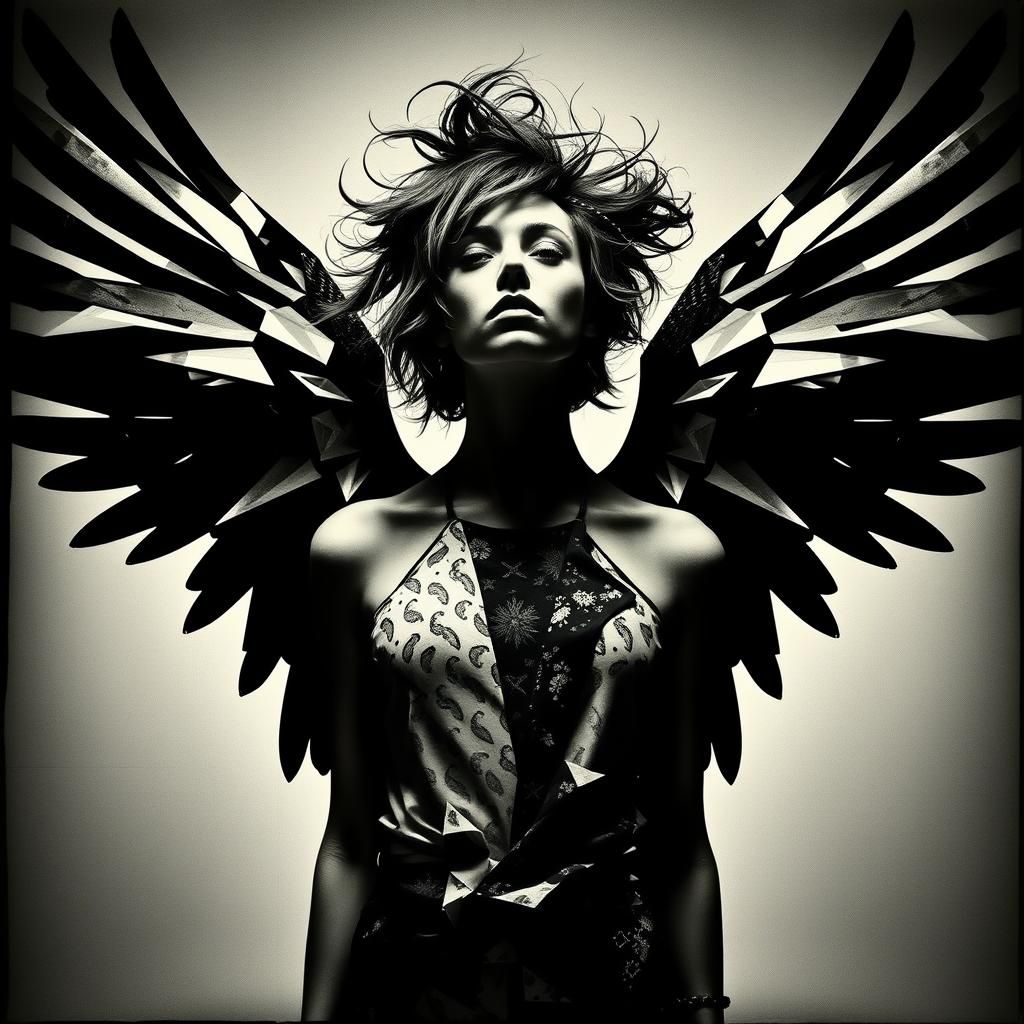 Geometric Winged Figure in Dada Photogram Style