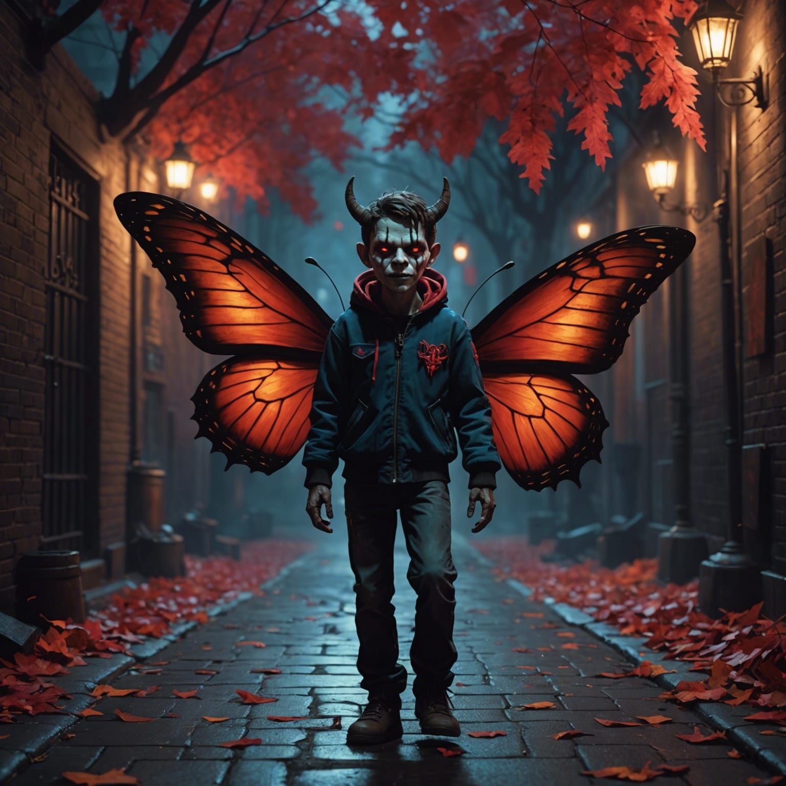 Creepy Puppet Demon in Dark Alley