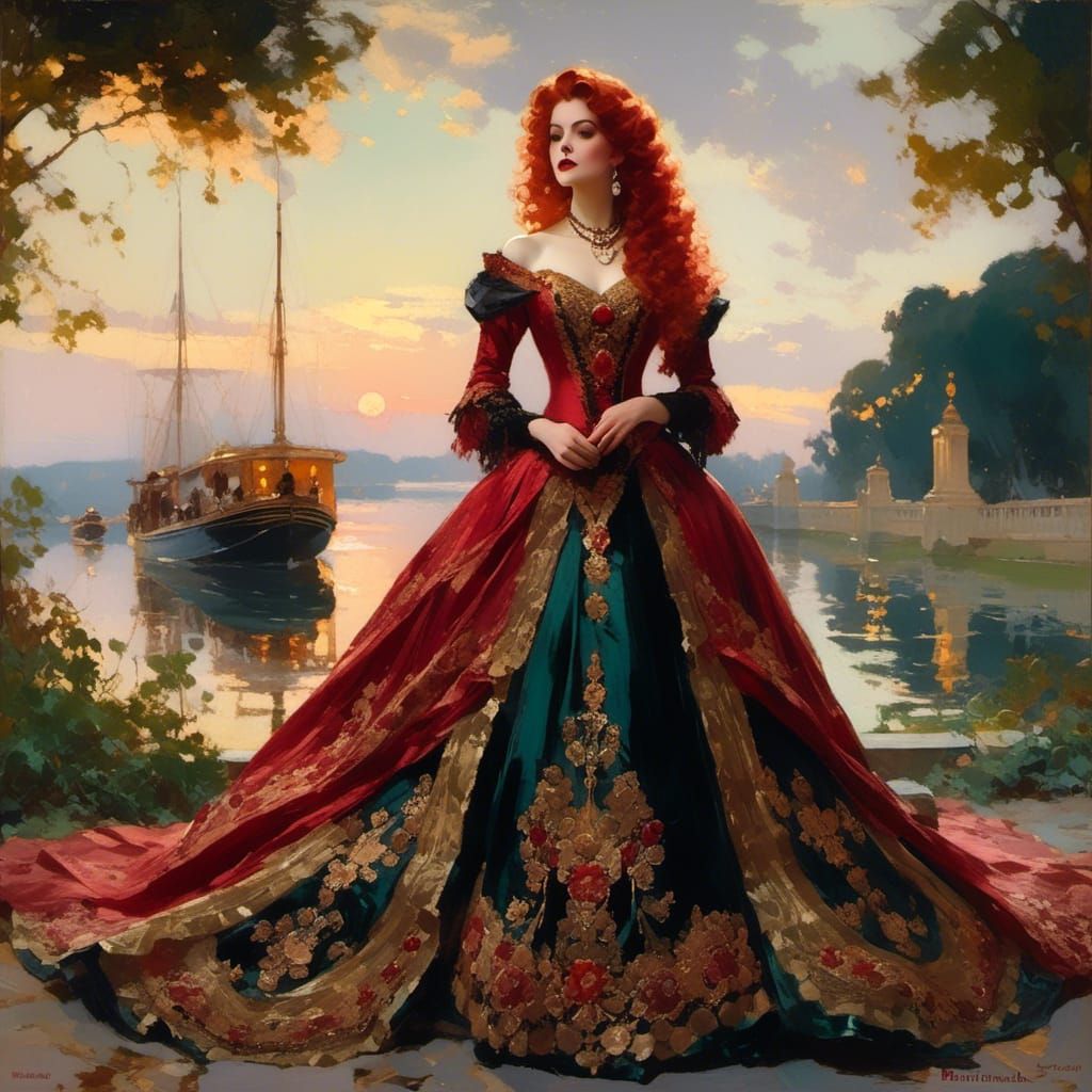 Victorian Vampire Mina Harker in Edward Cucuel Style