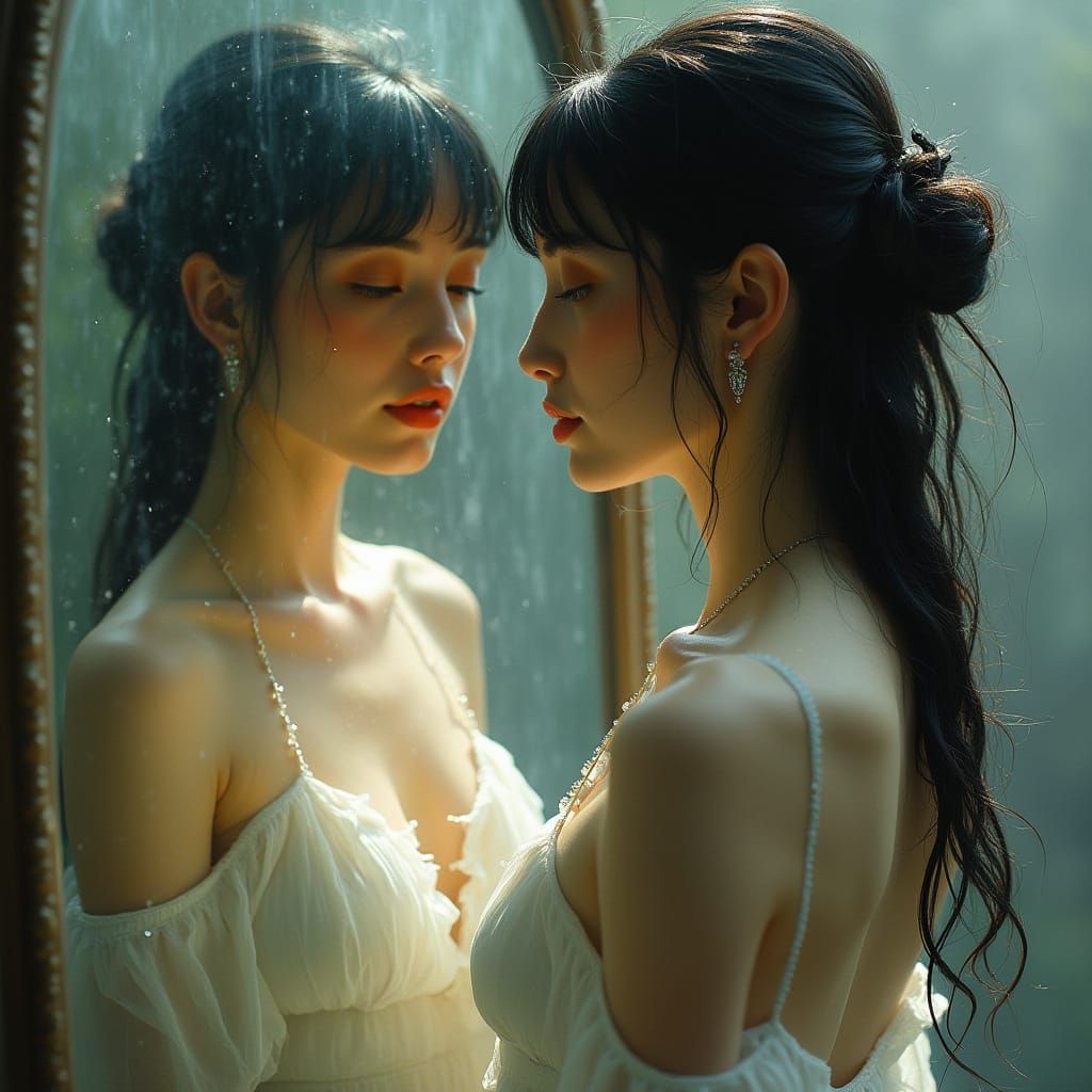 Ethereal Female Portrait in Art Nouveau Style