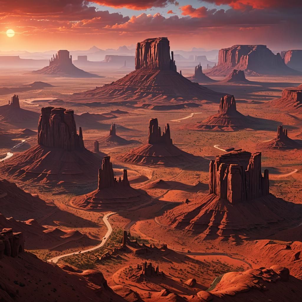 Monument Valley Sunset: Detailed Matte Painting