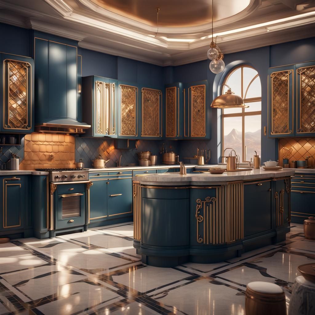Art-Deco Kitchen in Detailed Matte Painting