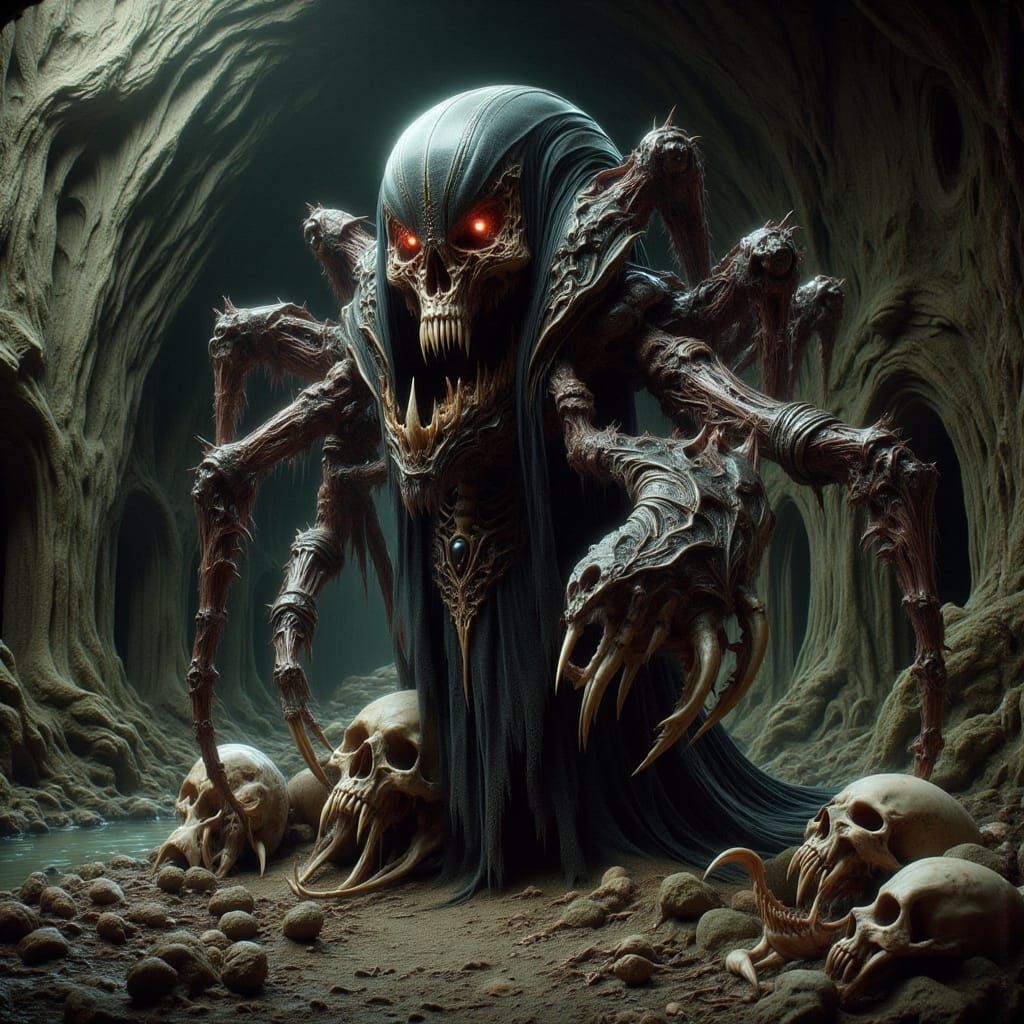 Spider Queen in Emerald Cave, Baroque Style