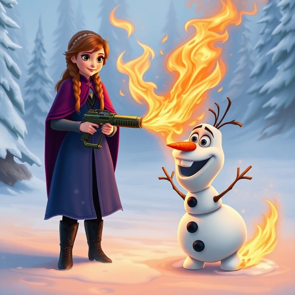 Frozen Sisters Melt Olaf in Fiery Scene