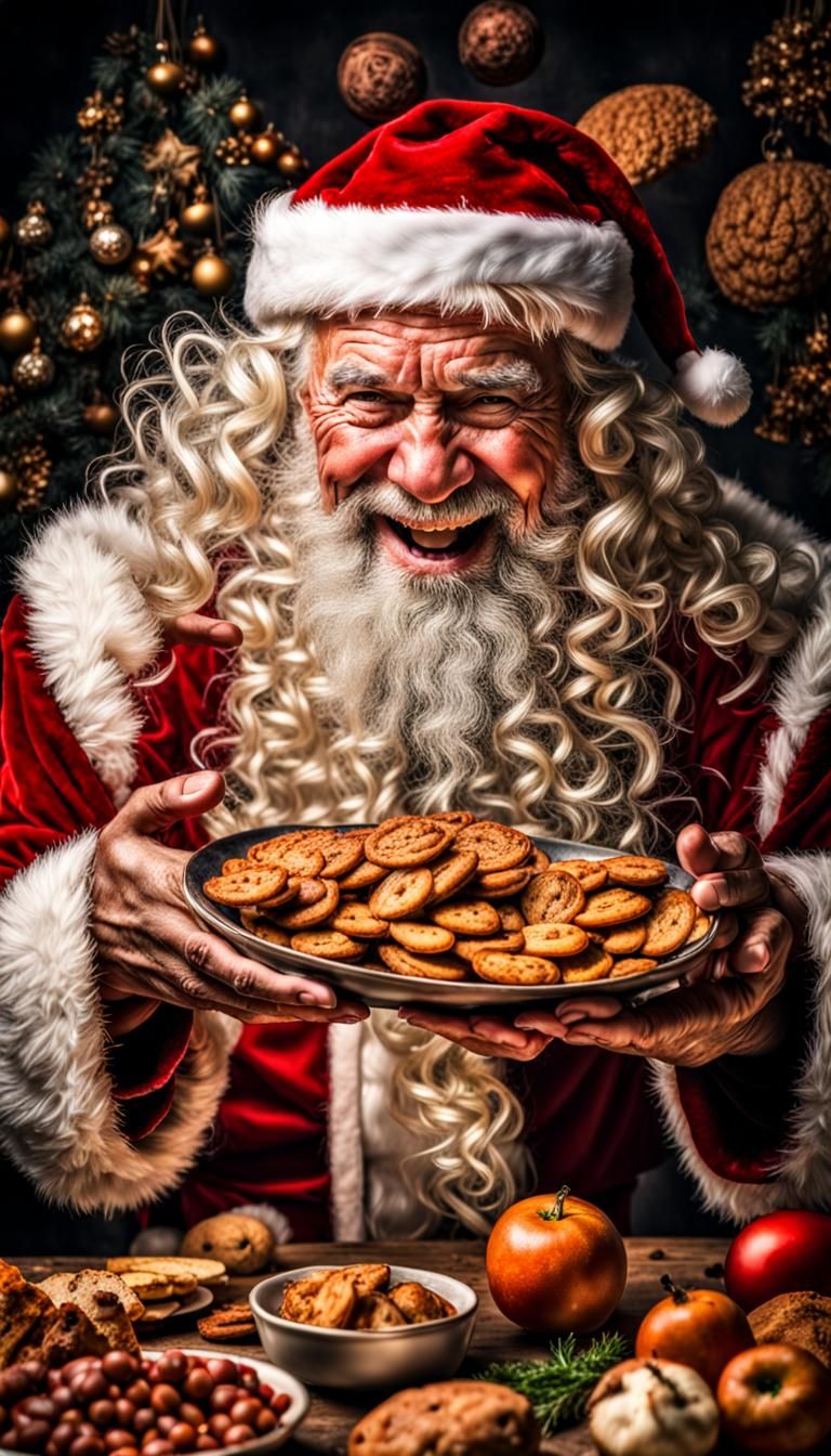 Hyperrealistic Santa Claus Made of Food