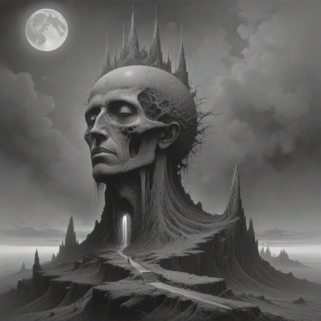 Mysterious Cosmic Cavern Entrance in Dark Fantasy Style