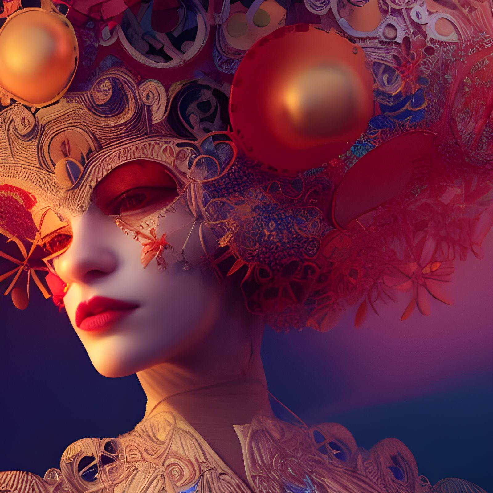 Intricate Collage Illustration with 3D Liquid Detailing