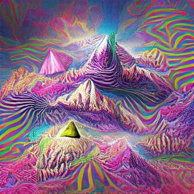Psychedelic Mountain Range in Vibrant Colors
