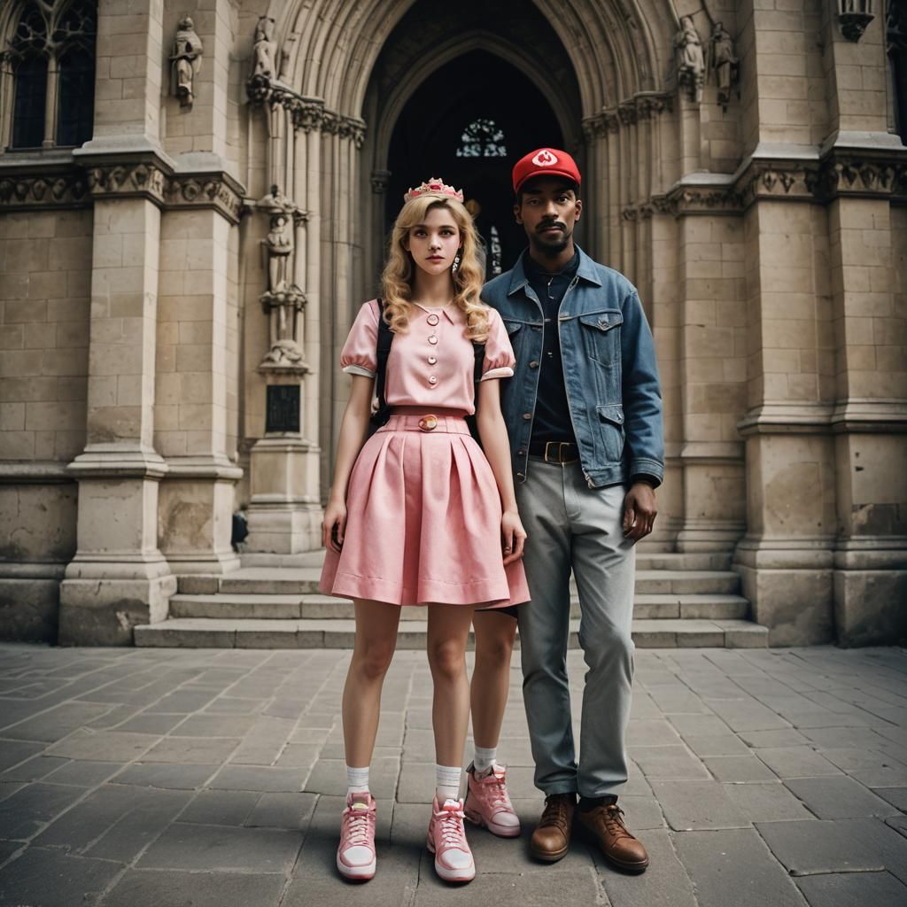 Mario and Peach's Parisian Wedding Portrait