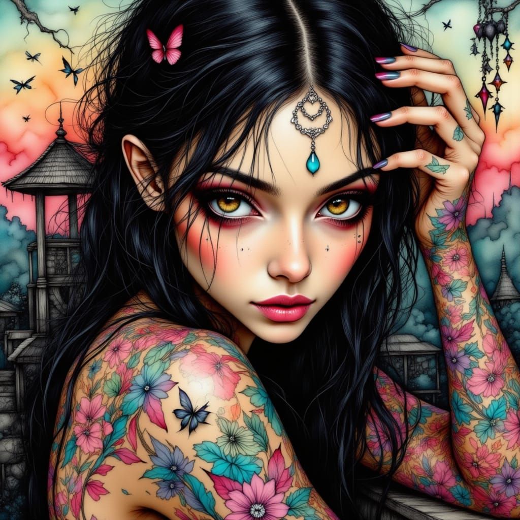 Surreal Pin-up Goddess in Vibrant Lucio Parrillo Style