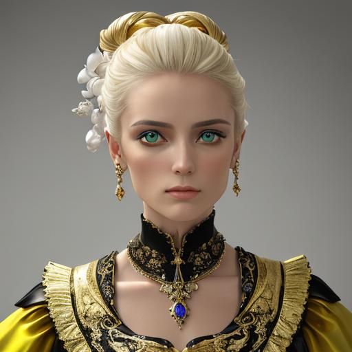 Marie Curie in Surrealist Baroque Fashion