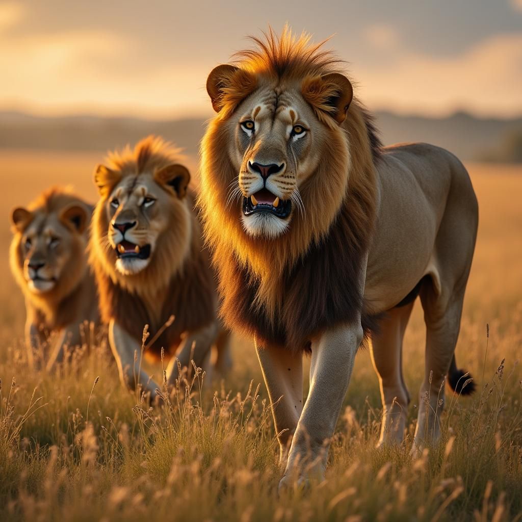 Majestic Pride of Lions in the Wild
