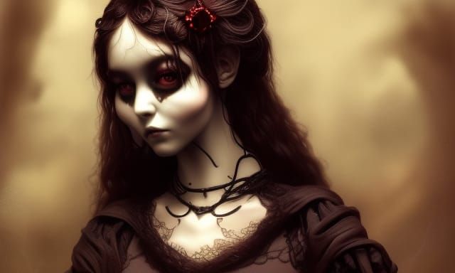 Dark Gothic Shibari Concept Art in Digital Painting Style
