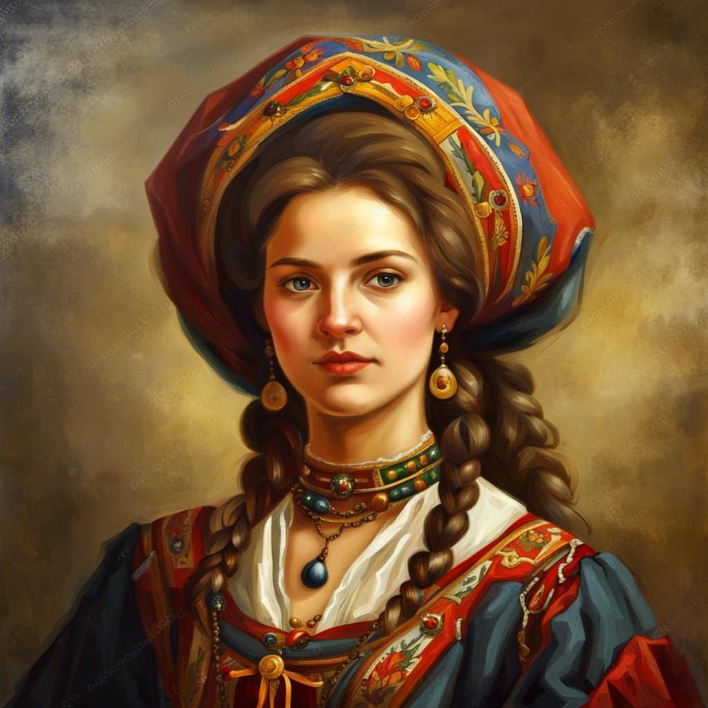 Ukrainian Woman in Cossack Baroque Style