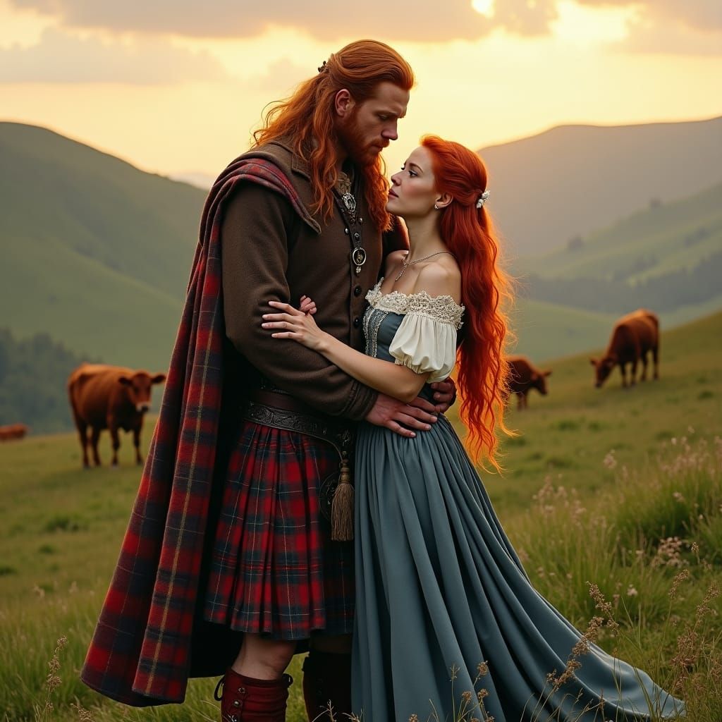 Scottish Highlander Romance in Emerald Field