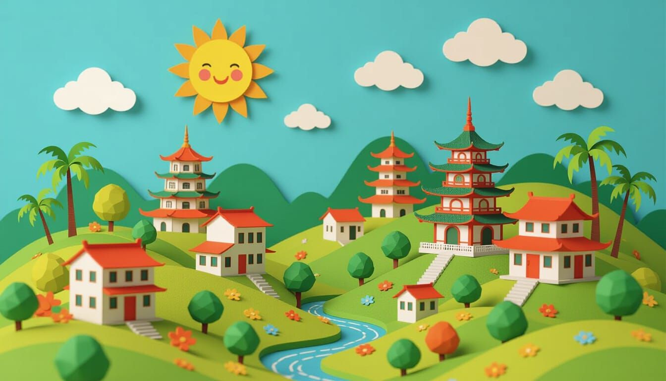 Village with pagodas