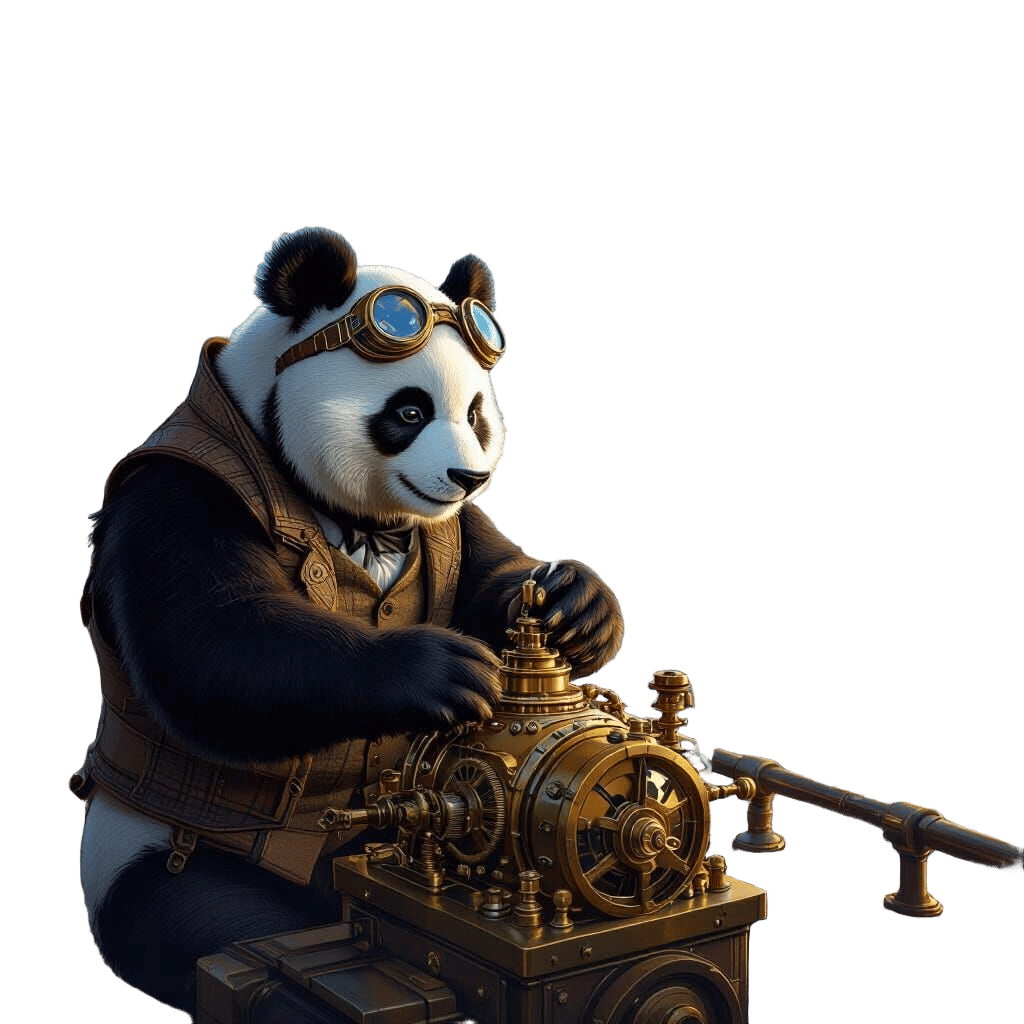 Panda Engineer on Sky-Barge in Art Deco City