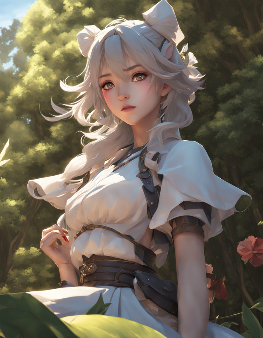 Elegant Anime Woman in Chiaroscuro