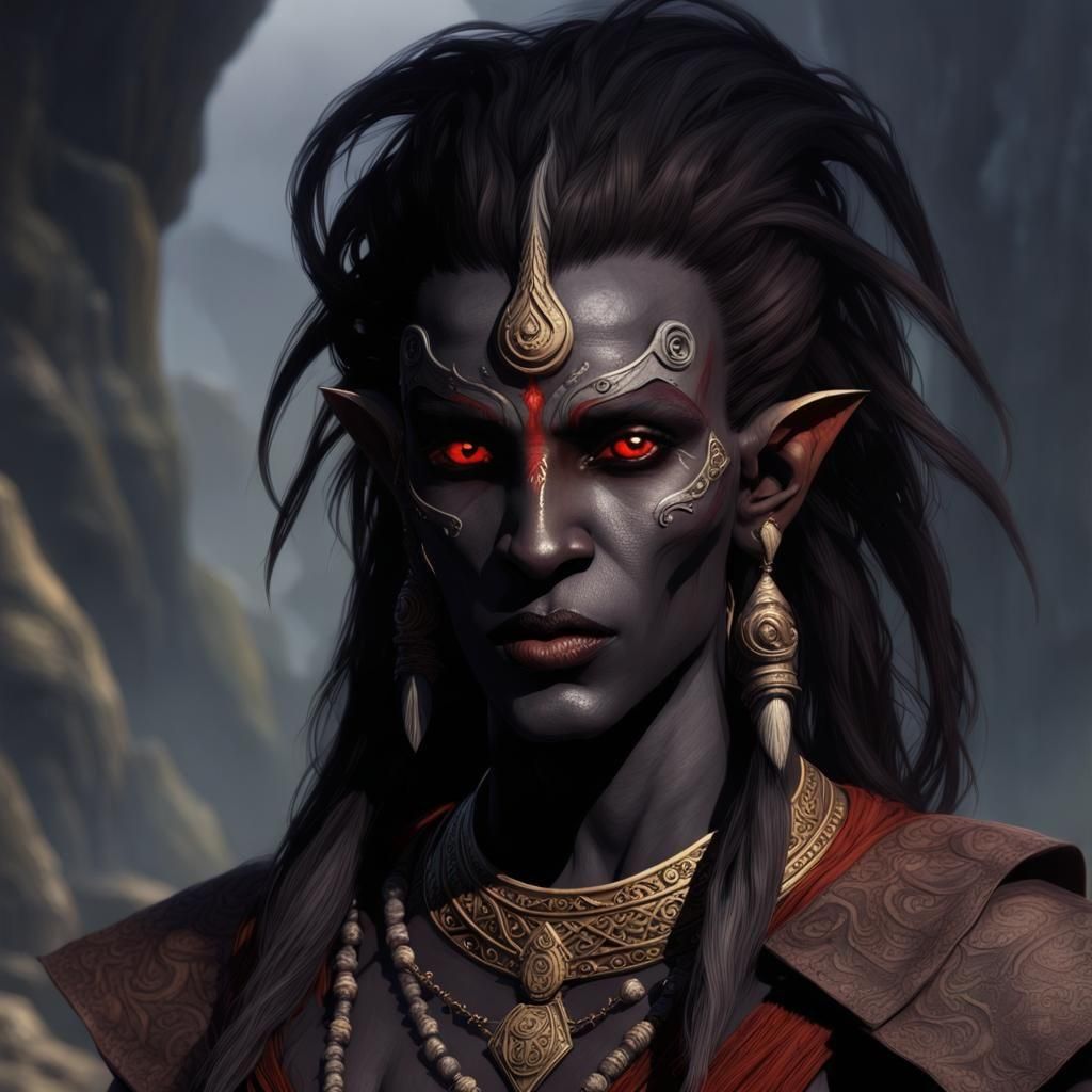 Dunmer Alchemist Portrait in Detailed Matte Painting
