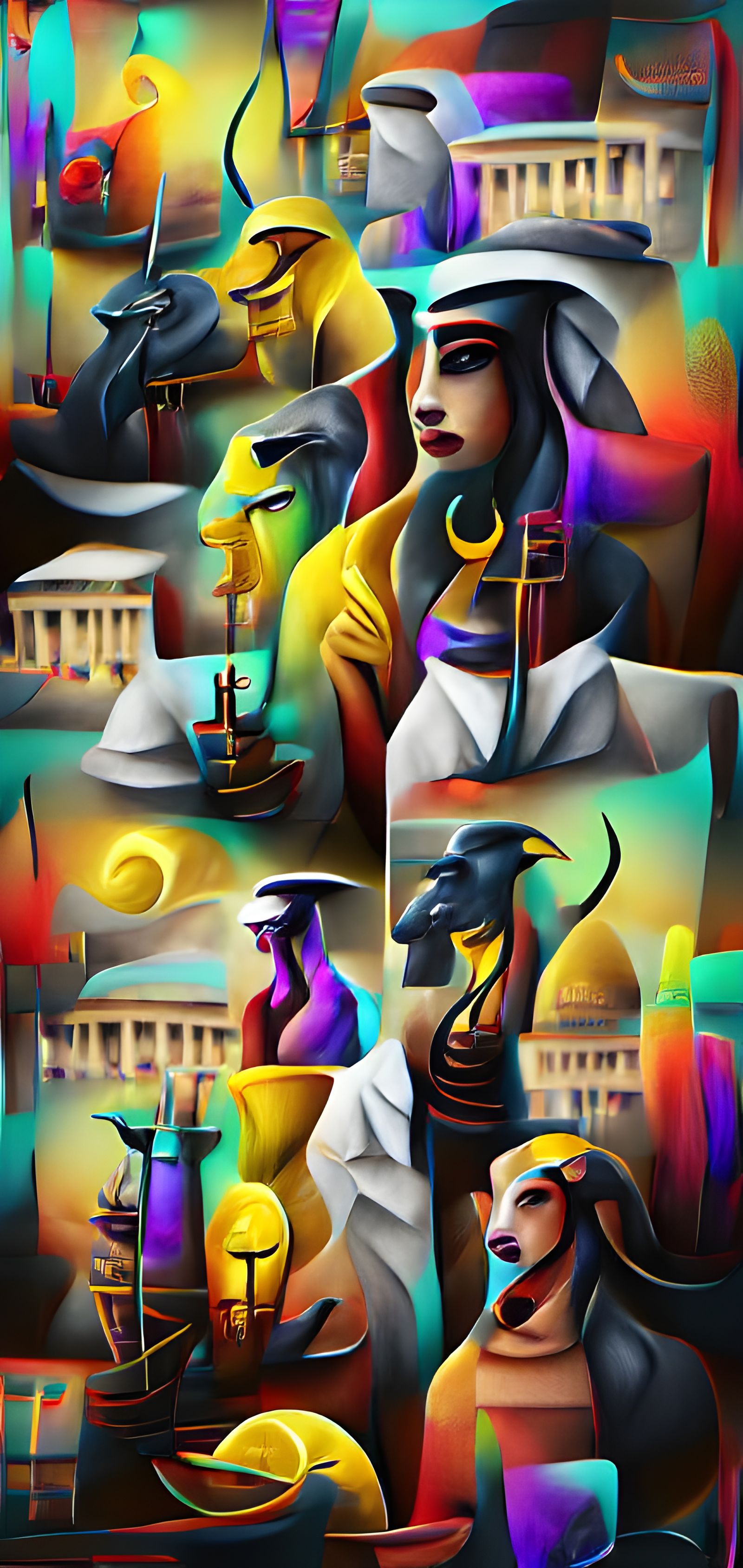 Egyptian Gods in Fauvism Style