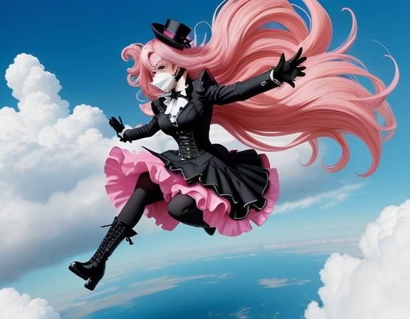 Anime Heroine Soaring Through the Sky