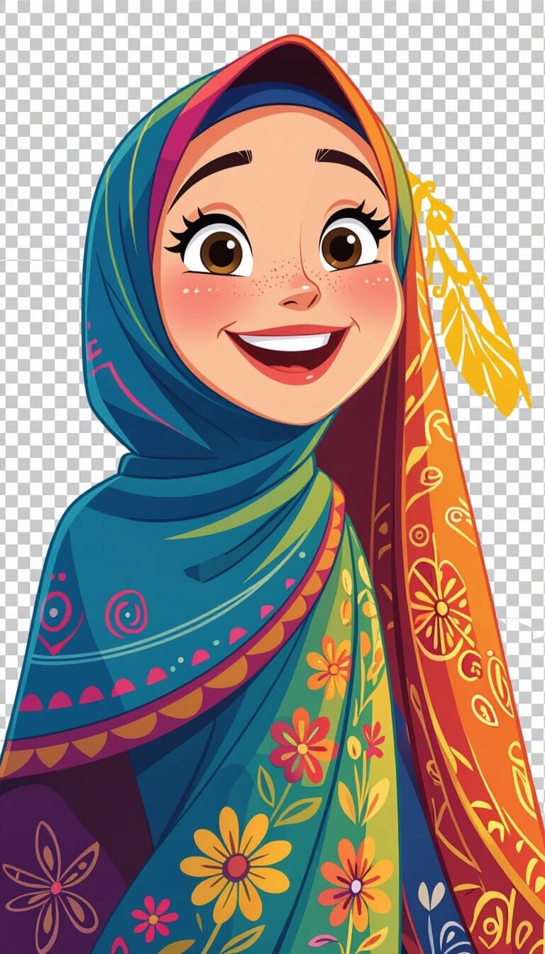 Playful Masha Cartoon Illustration in Vibrant Disney Style