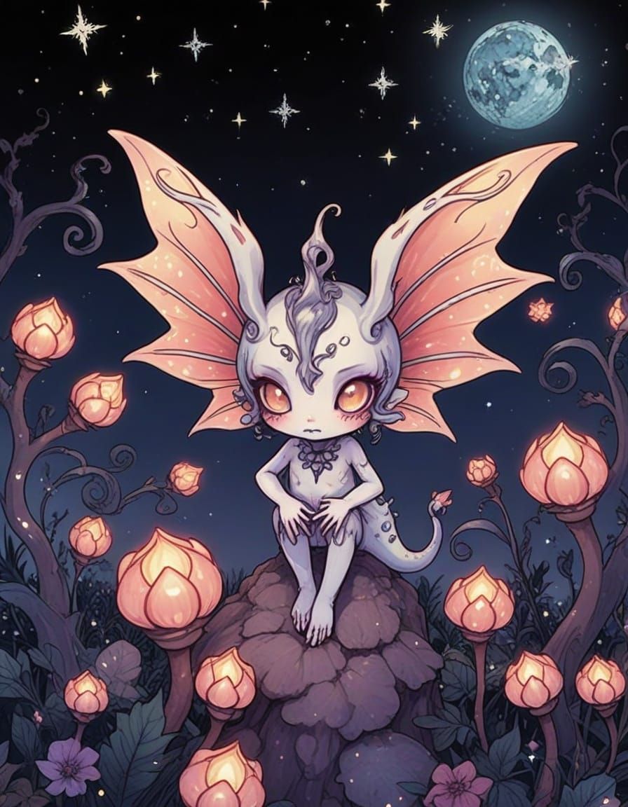 Creepy Cute Fairy Monster in Manga Chibi Style