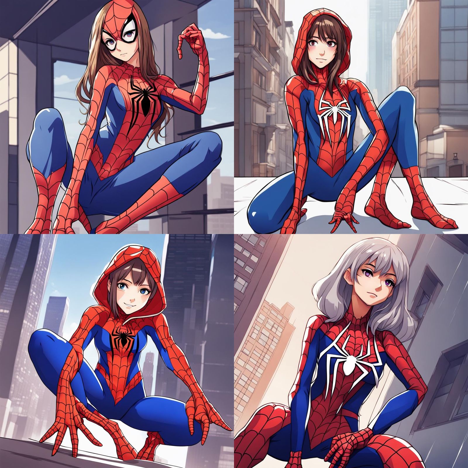 Anime Girl in Spiderman Costume Illustration