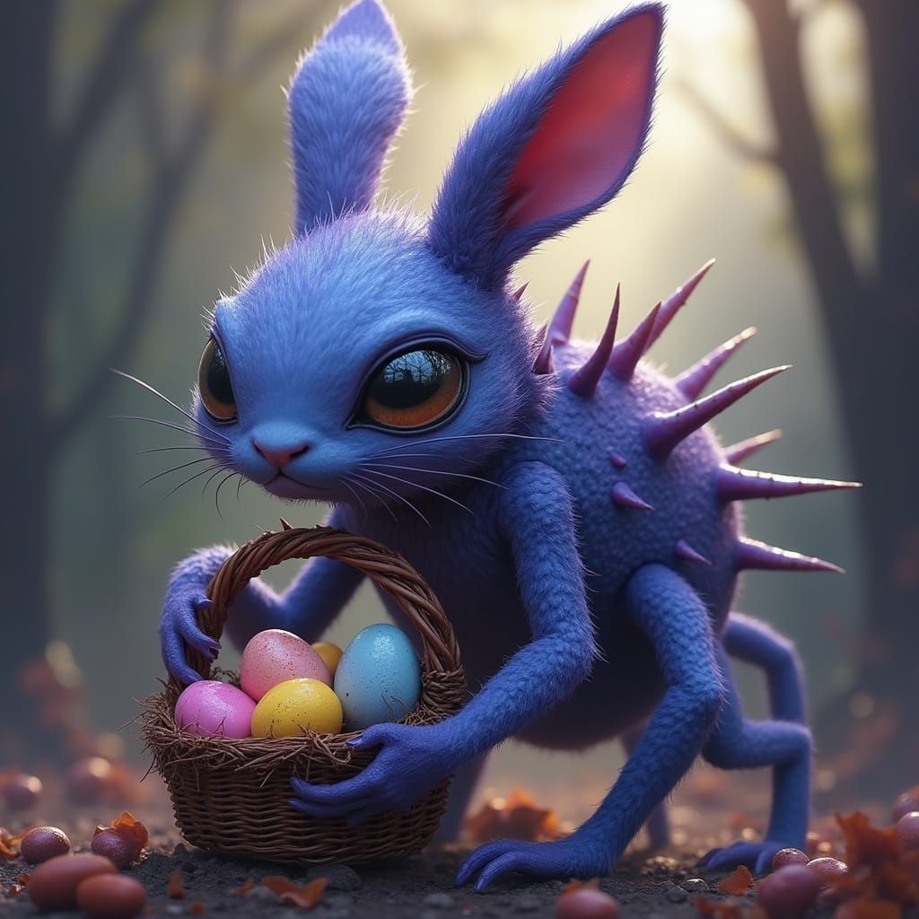 Alien Easter Bunny in Splendid Colorful Horror Art