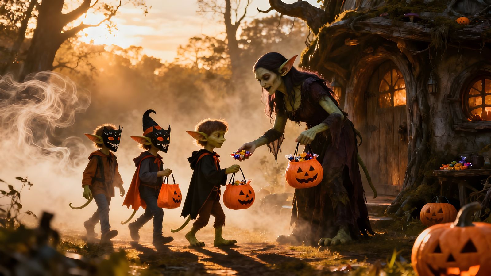 Dark Fantasy Halloween: Goblin Children Receive Treats