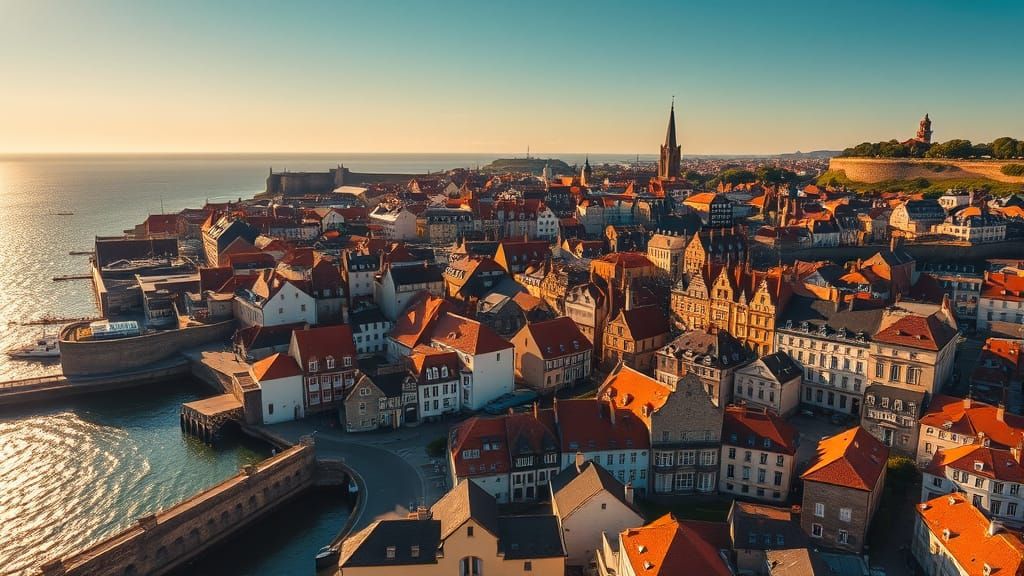 Saint Malo Coastal City in Oil Painting Style