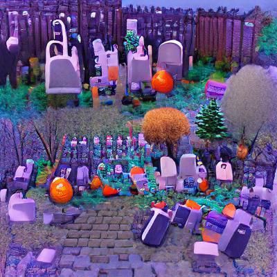 Halloween Graveyard Under a Full Moon