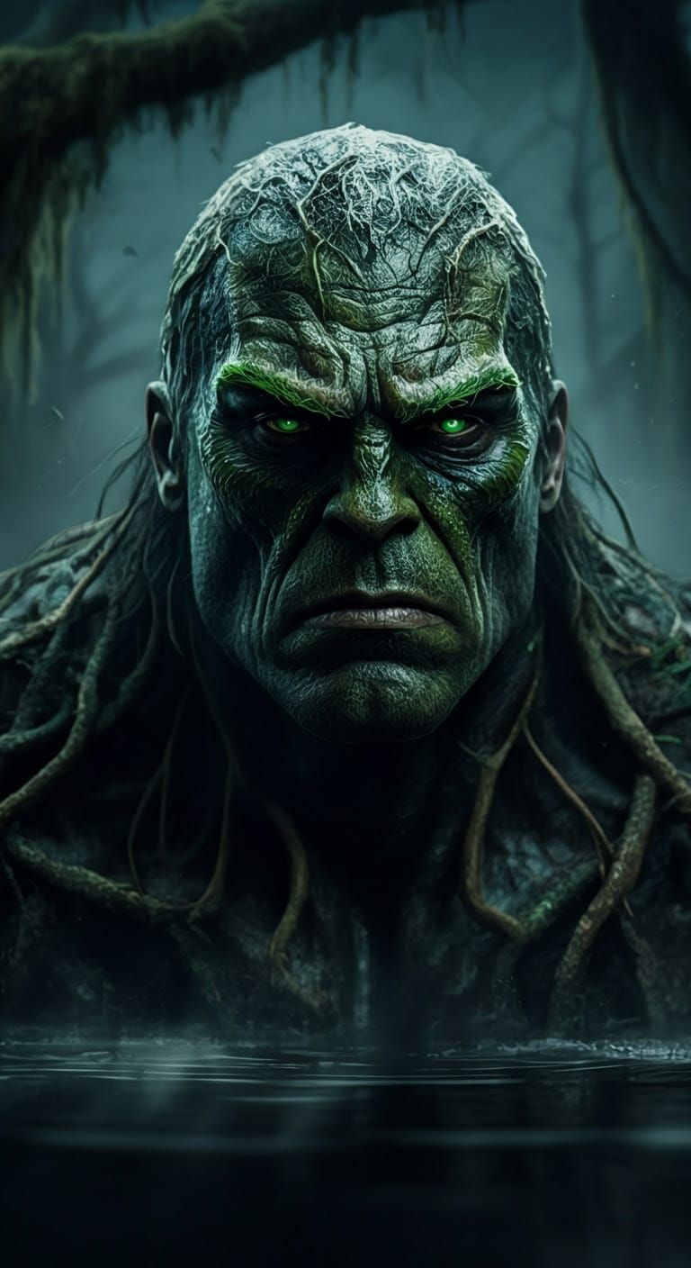 Swamp Thing Emerges in Moonlit Mist