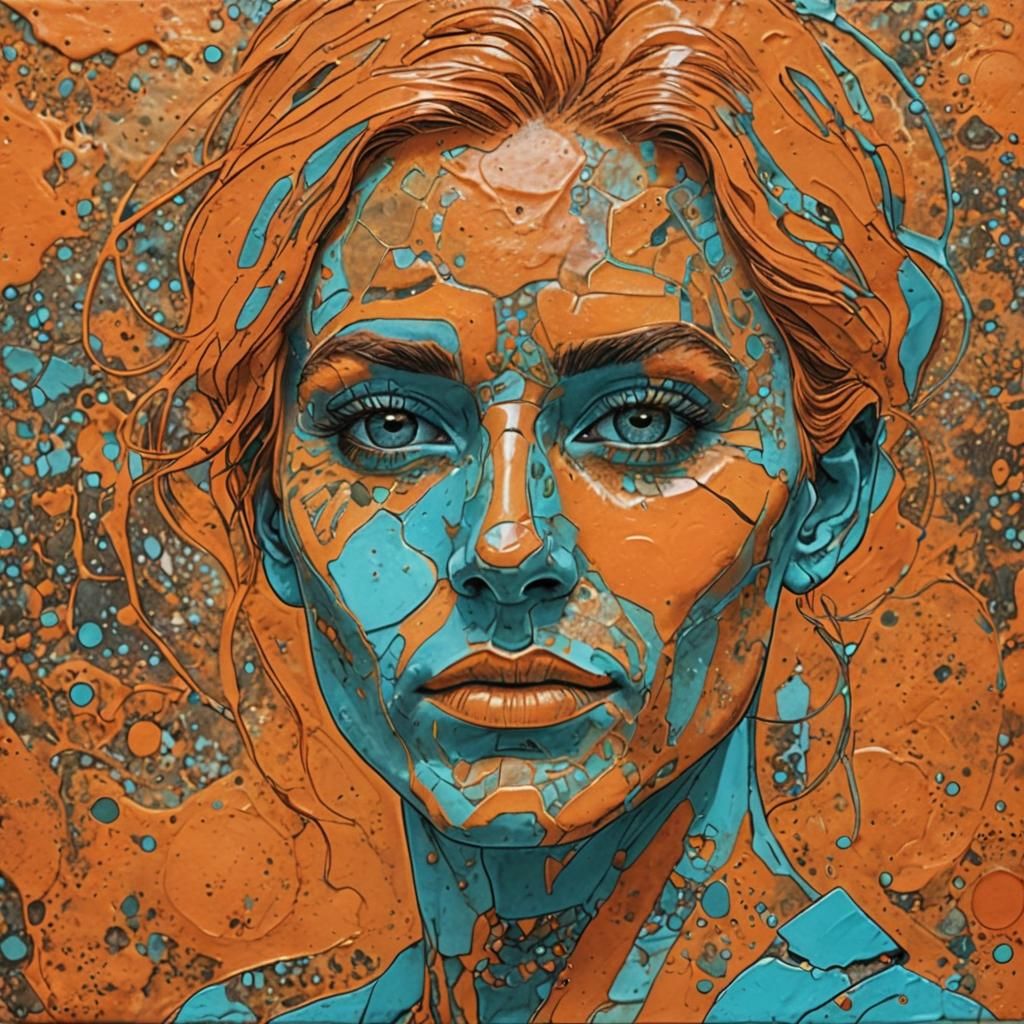 Abstract Color Study in Orange and Turquoise